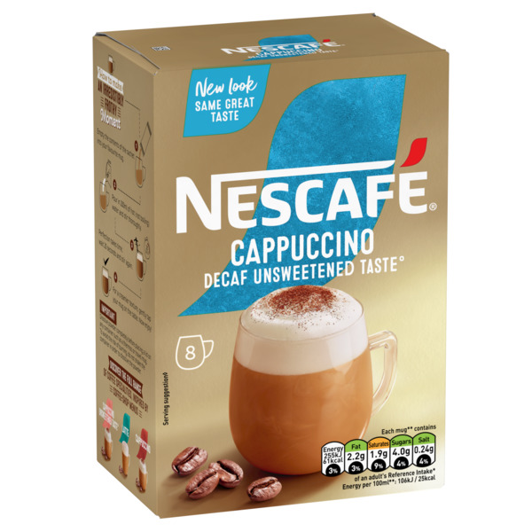 NESCAFÉ GOLD Cappuccino Decaf Unsweetened 120g, 8 Sachets